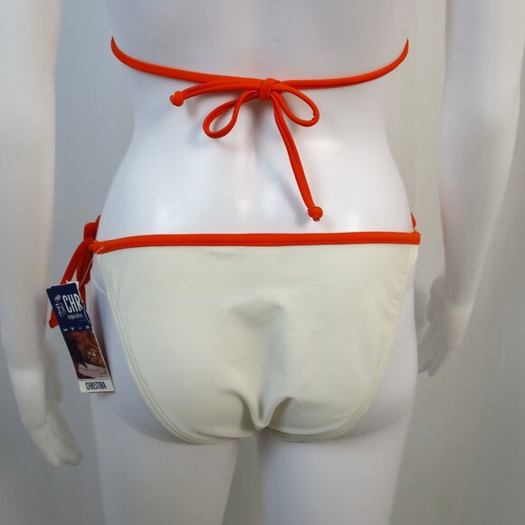 Christina 2-Piece Swimsuit White with Floral Appliqué Beading Embroidery Size M - Picture 12 of 16